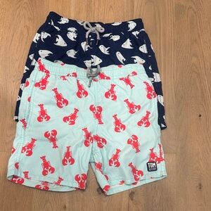 Tom & Teddy Aqua and Red Lobster Kids Shorts